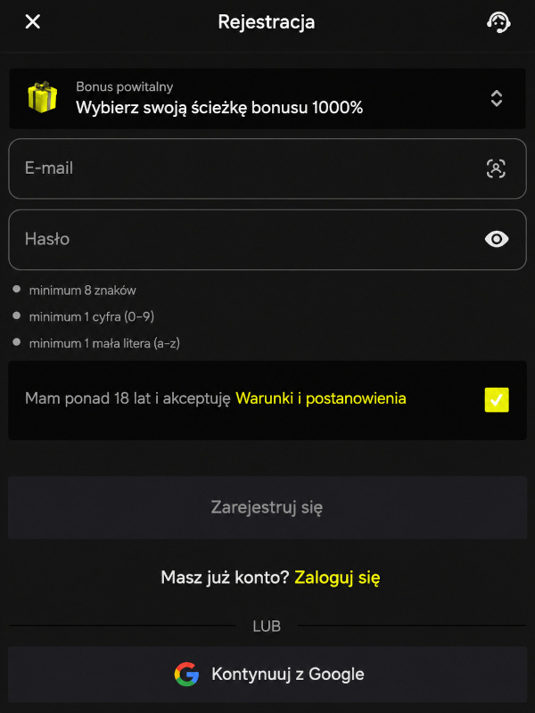 Rejestracja nowego użytkownika przez standardowy system
